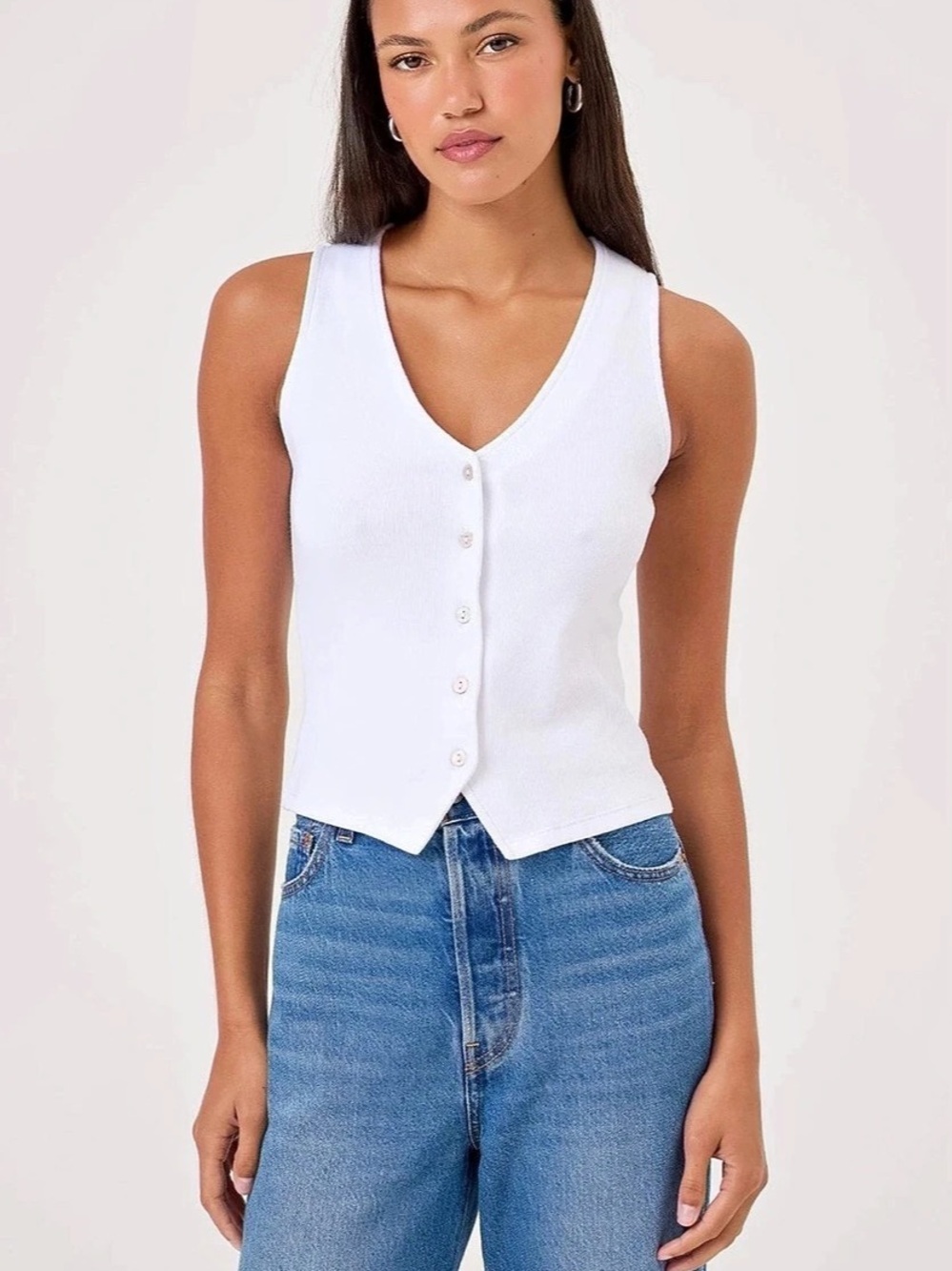 Goldie Lewinter Simone Vest White Button Front